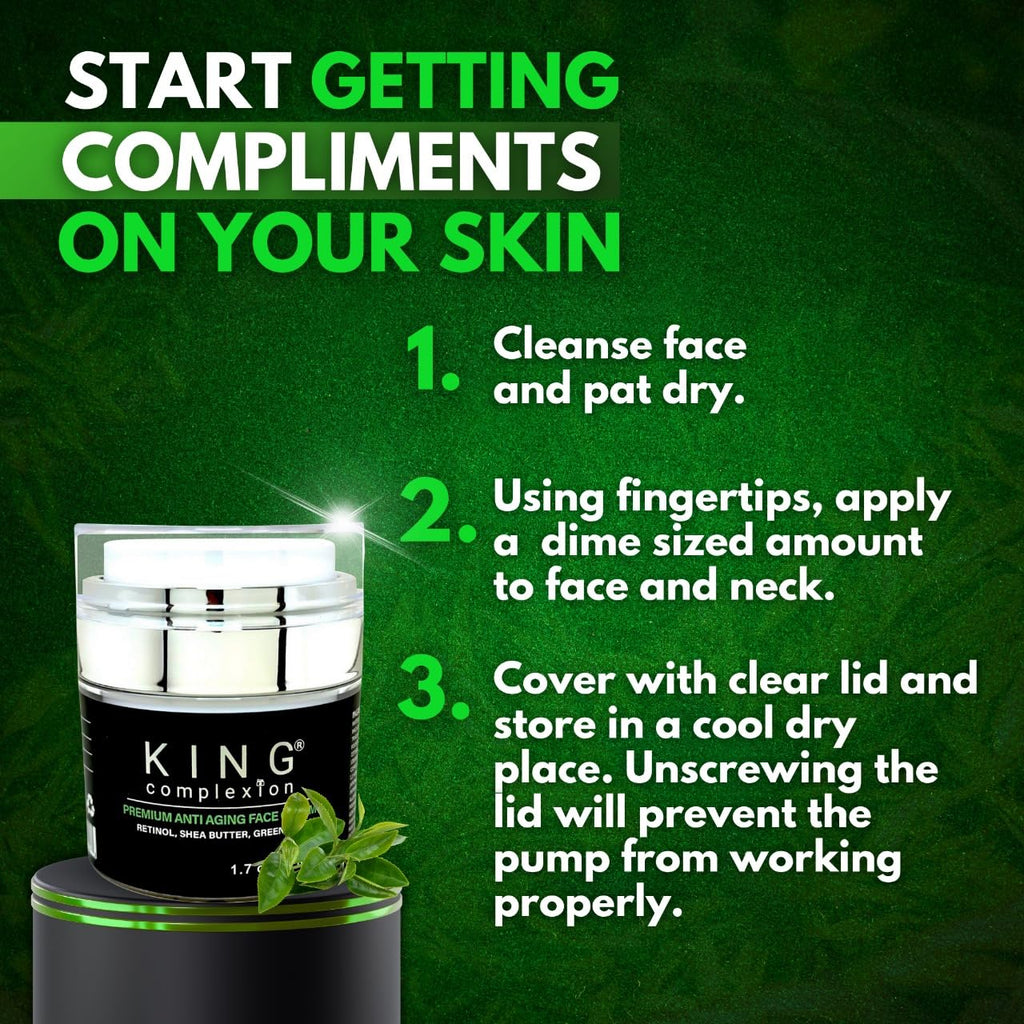 KING Complexion Mens Anti Aging Face Cream – Organic, Non-Greasy Retinol Moisturizer for All Skin Types | Black-Owned
