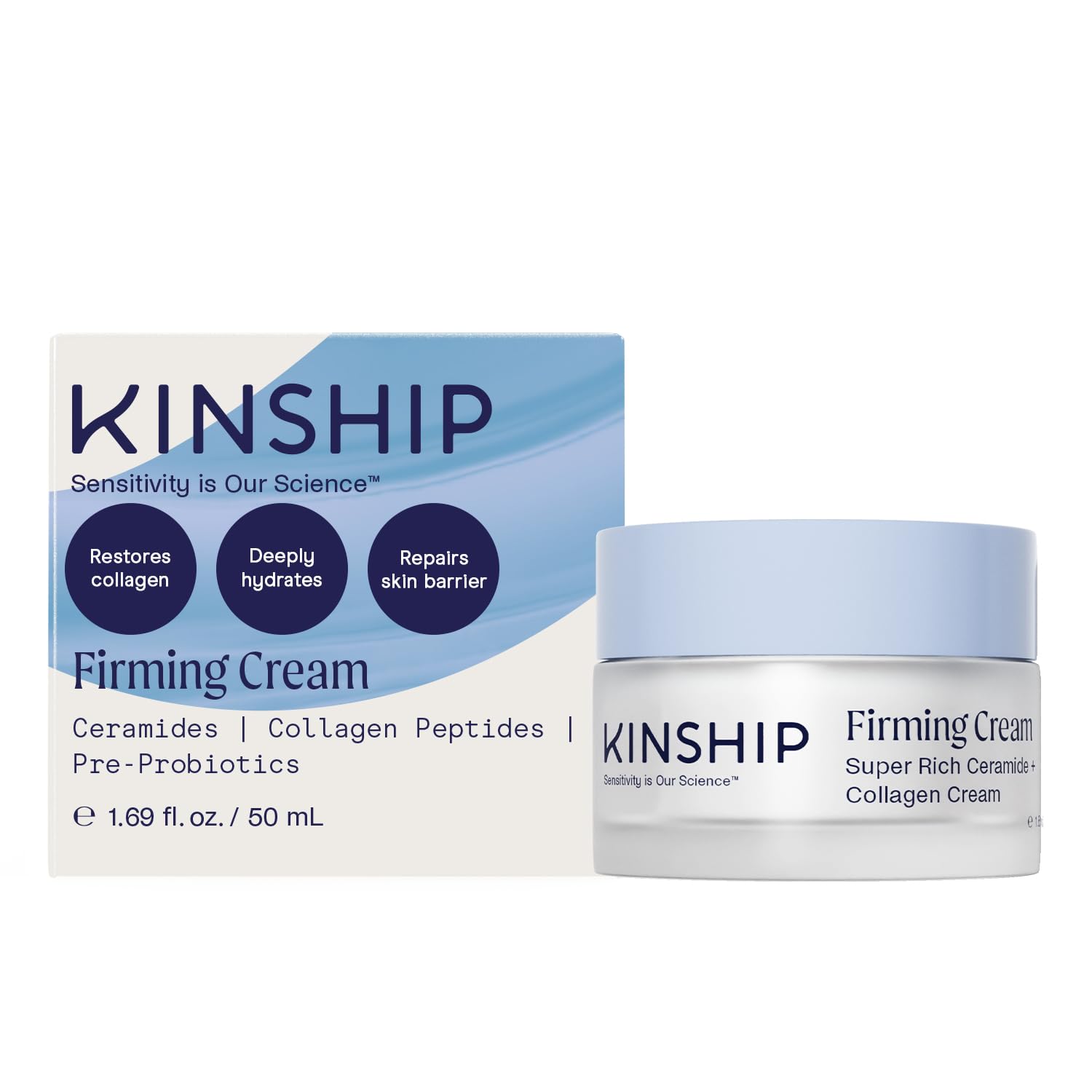 Kinship Super Rich Collagen + Ceramide Firming Cream | Ultra-Hydrating Anti-Aging Moisturizer (1.7 oz) | Fragrance-Free
