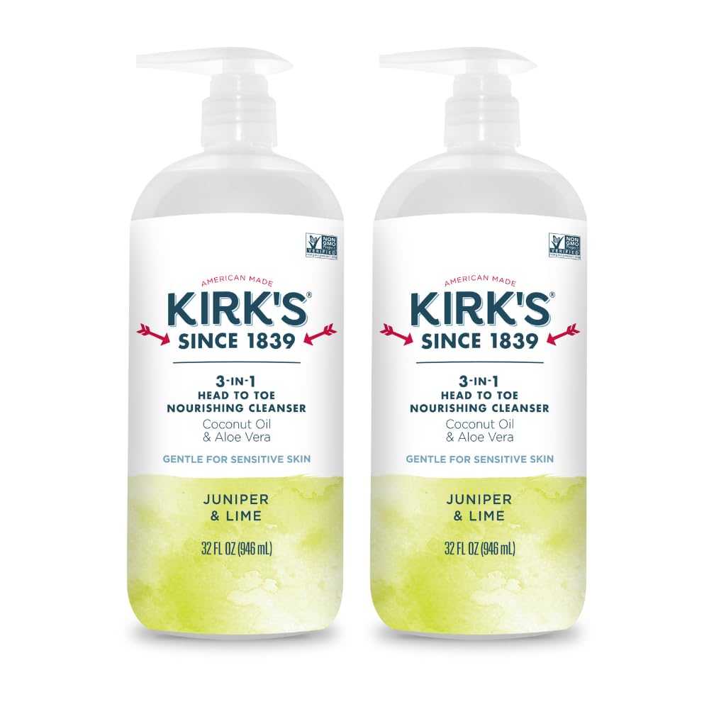 Kirk's 3-in-1 Head to Toe Nourishing Cleanser – Juniper & Lime, 32 oz, 2 Pack