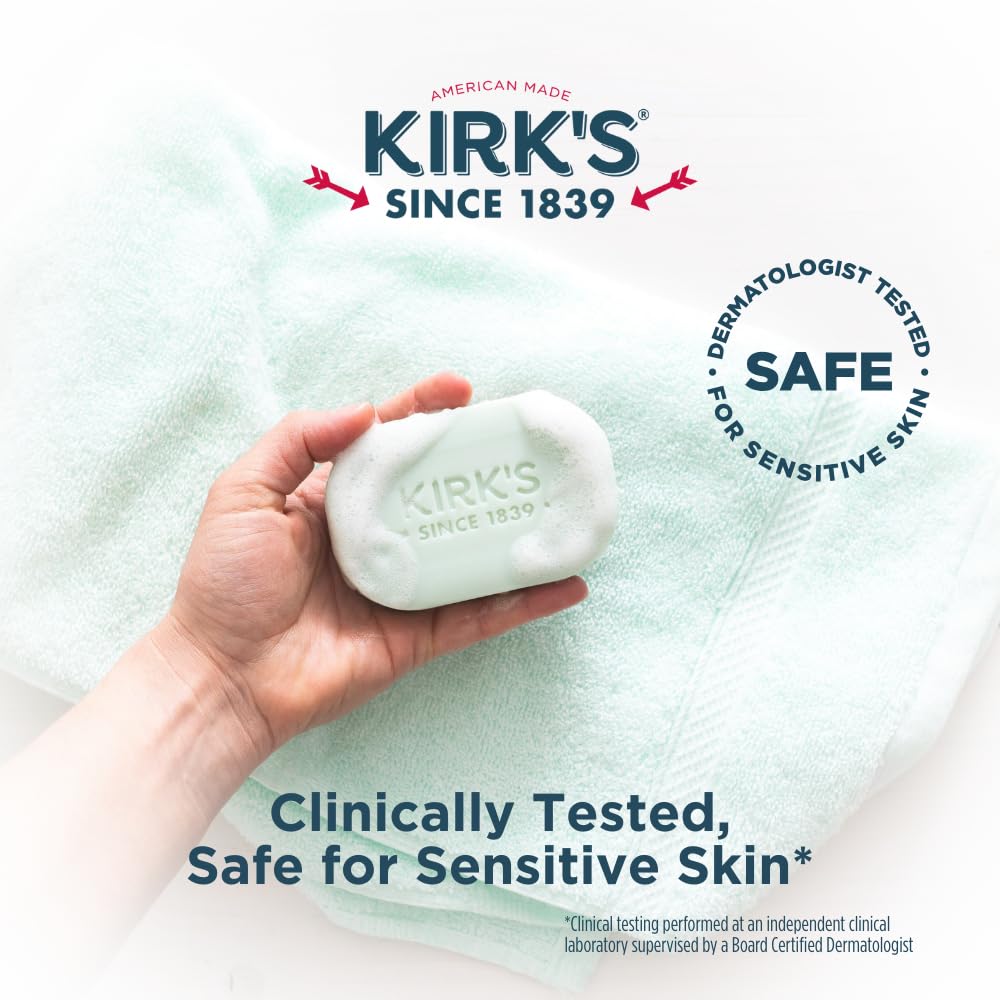Kirk's Castile Bar Soap – Gentle Coconut Oil Formula for All Ages (6-Pack, 4 oz)