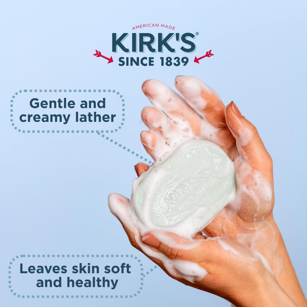 Kirk's Castile Bar Soap – Gentle Coconut Oil Formula for All Ages (6-Pack, 4 oz)