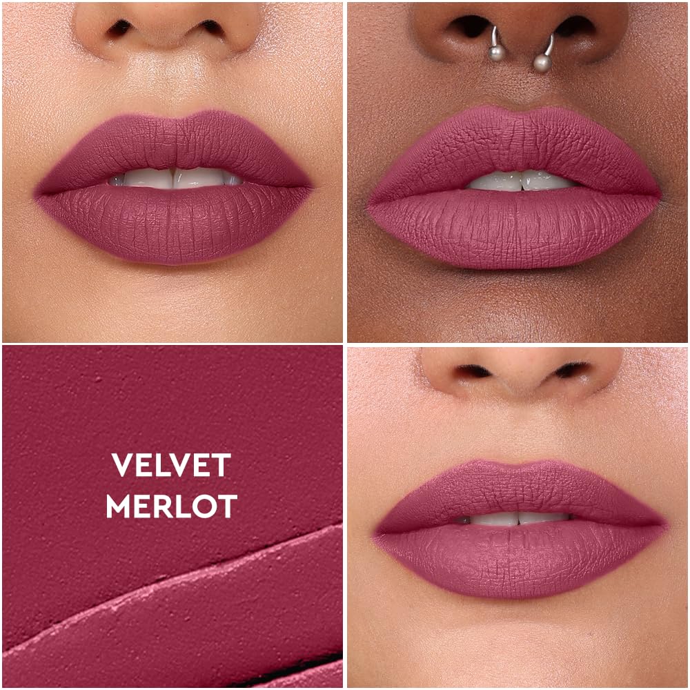 KIRO Non-Stop Airy Matte Lipstick Velvet Merlot – Long-Lasting, Hydrating, Waterproof Lip Color (5ml)