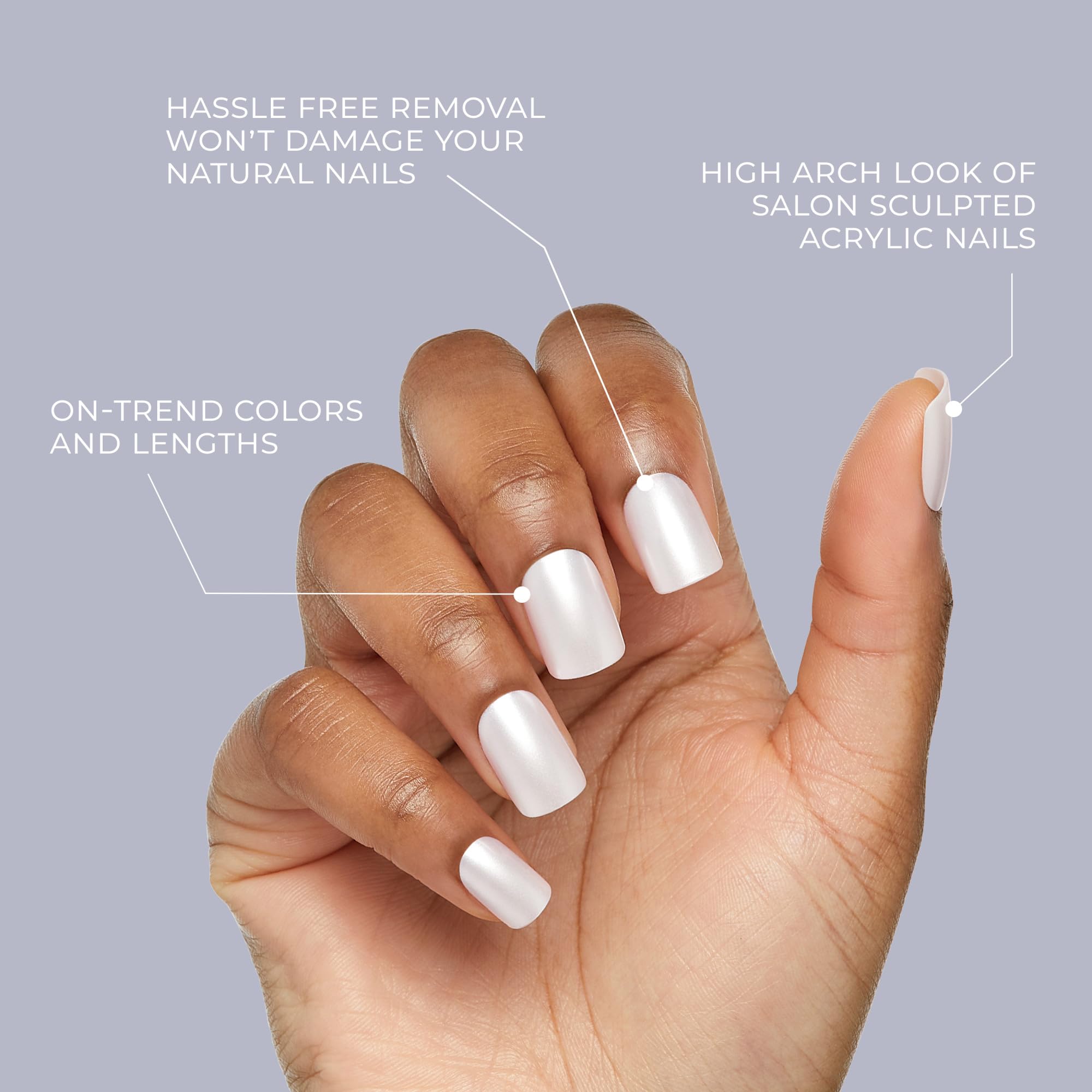 KISS Gel Fantasy Midnight Snacks Nails – Short Squoval Press-On Kit (28 Nails + Glue)