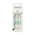 KISS imPRESS Press-On Manicure: Evergreen Mint Glitter, Medium Almond Nails, No Glue