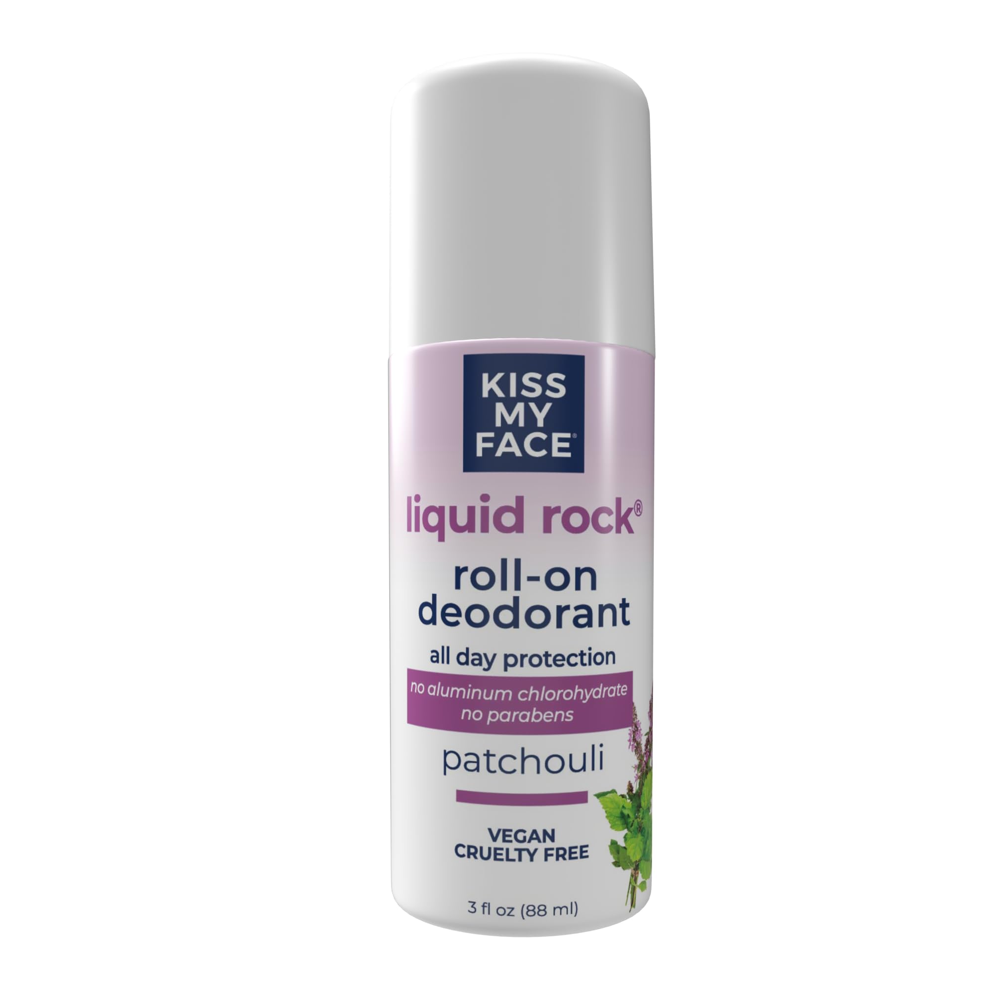 Kiss My Face Liquid Rock Roll-On Deodorant – Patchouli, Aluminum & Paraben Free, 3 oz