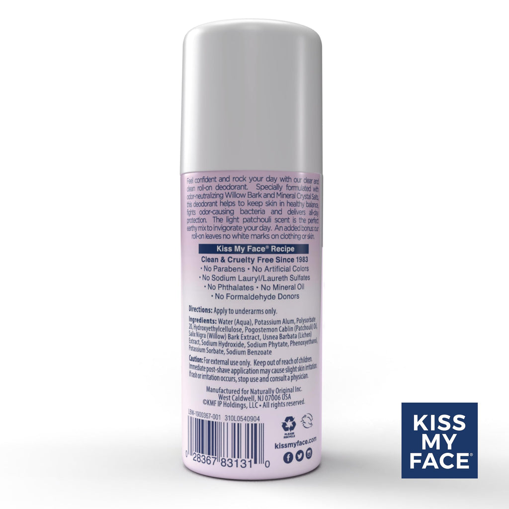 Kiss My Face Liquid Rock Roll-On Deodorant – Patchouli, Aluminum & Paraben Free, 3 oz