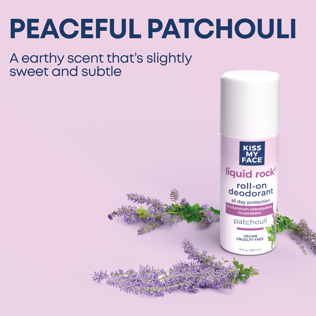 Kiss My Face Liquid Rock Roll-On Deodorant – Patchouli, Aluminum & Paraben Free, 3 oz