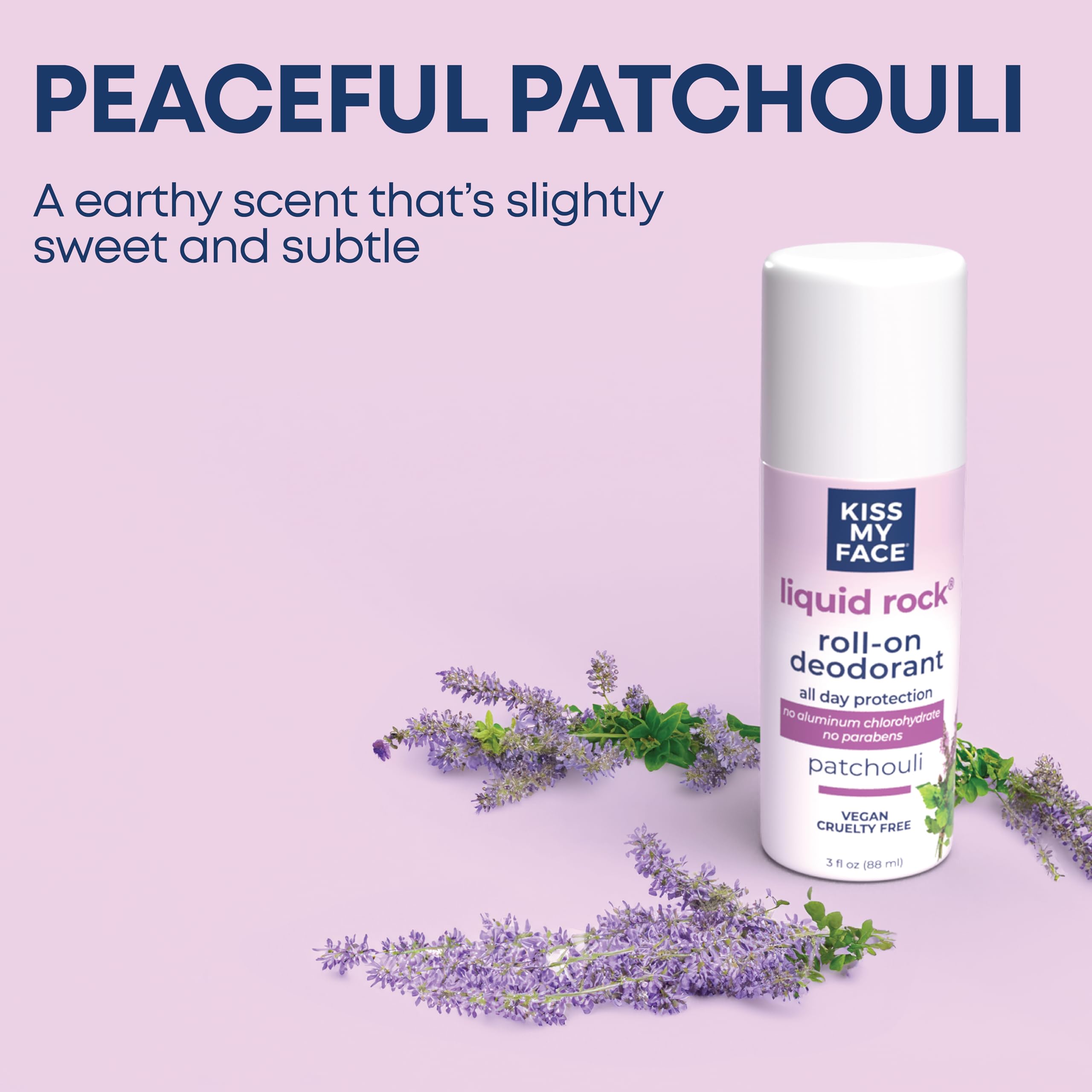 Kiss My Face Liquid Rock Roll-On Deodorant – Patchouli, Aluminum & Paraben Free, 3 oz