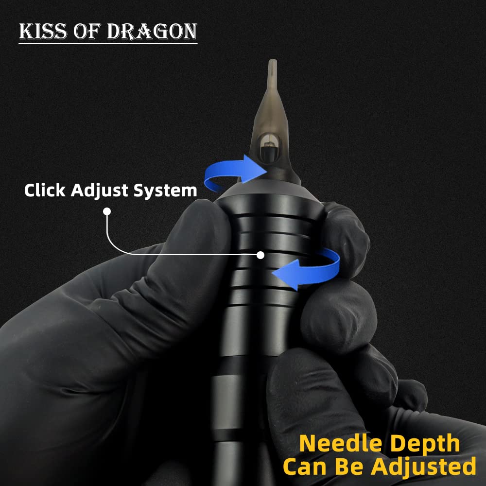 Kiss of Dragon Tattoo Kit — Wireless Tattoo Machine, 2400mAh Battery, 20 Cartridges, Ink & Practice Skin
