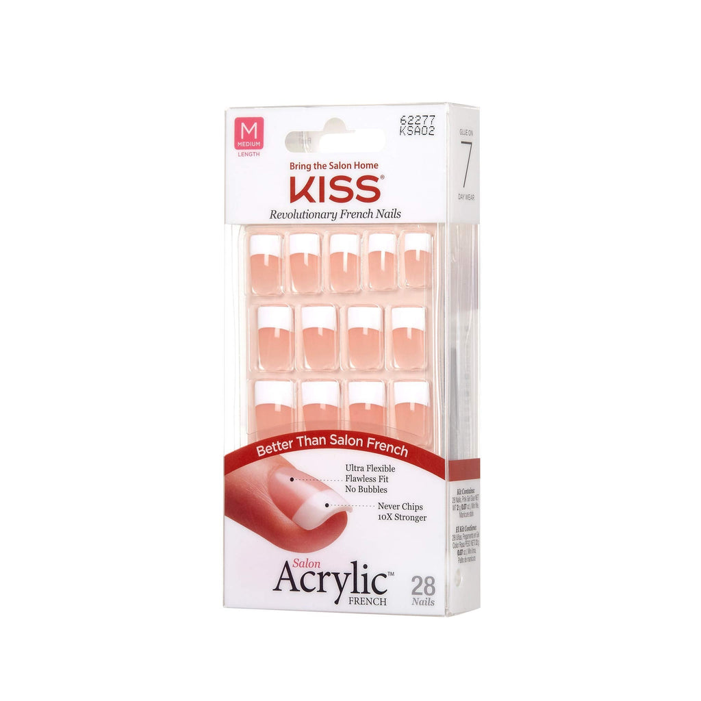 KISS Salon Acrylic French Kit Sugar Rush Medium (6 Pack) – Ultra-Flexible, Never Chips