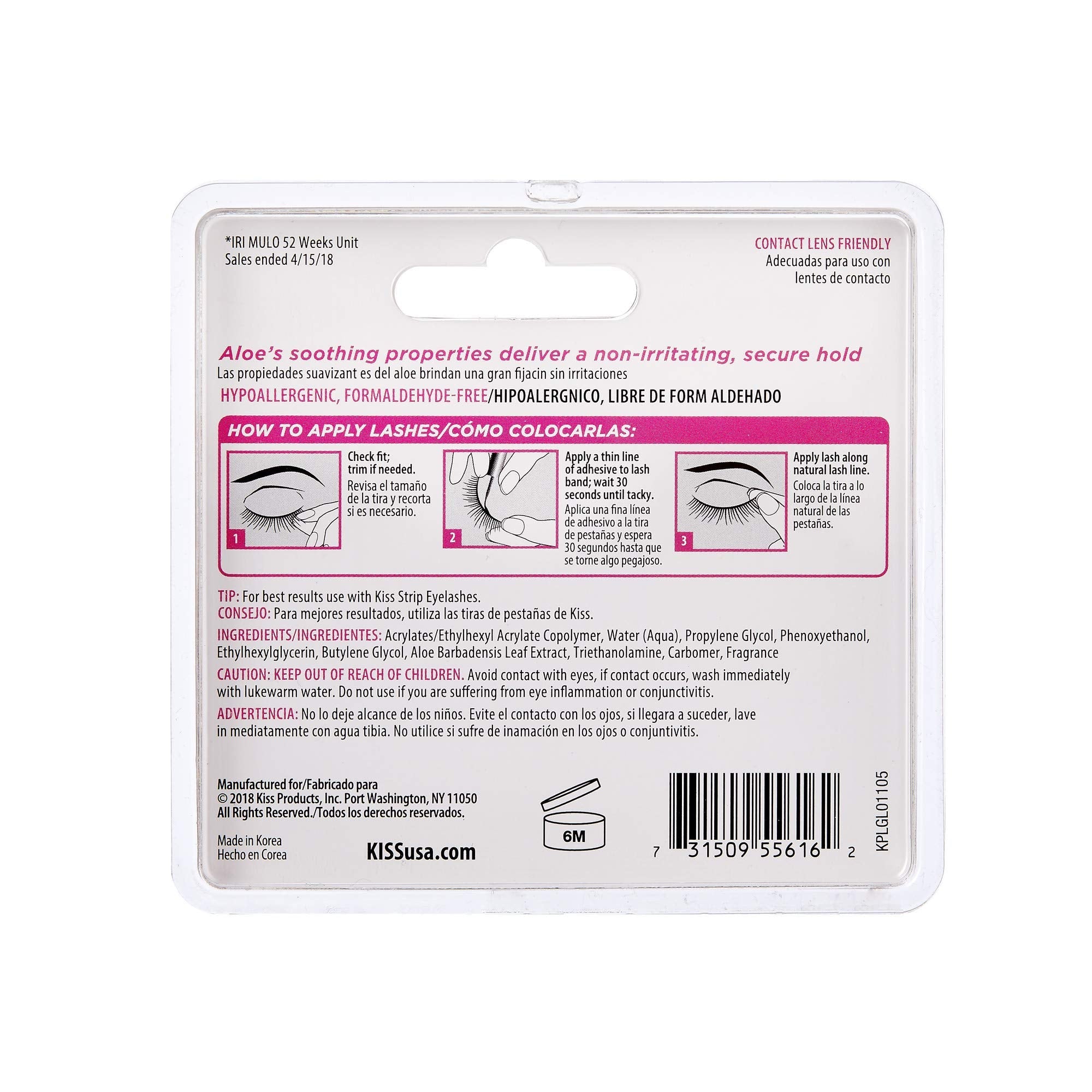 KISS Strip Lash Adhesive Clear - Four Pack | Hypoallergenic, Waterproof, Latex-Free