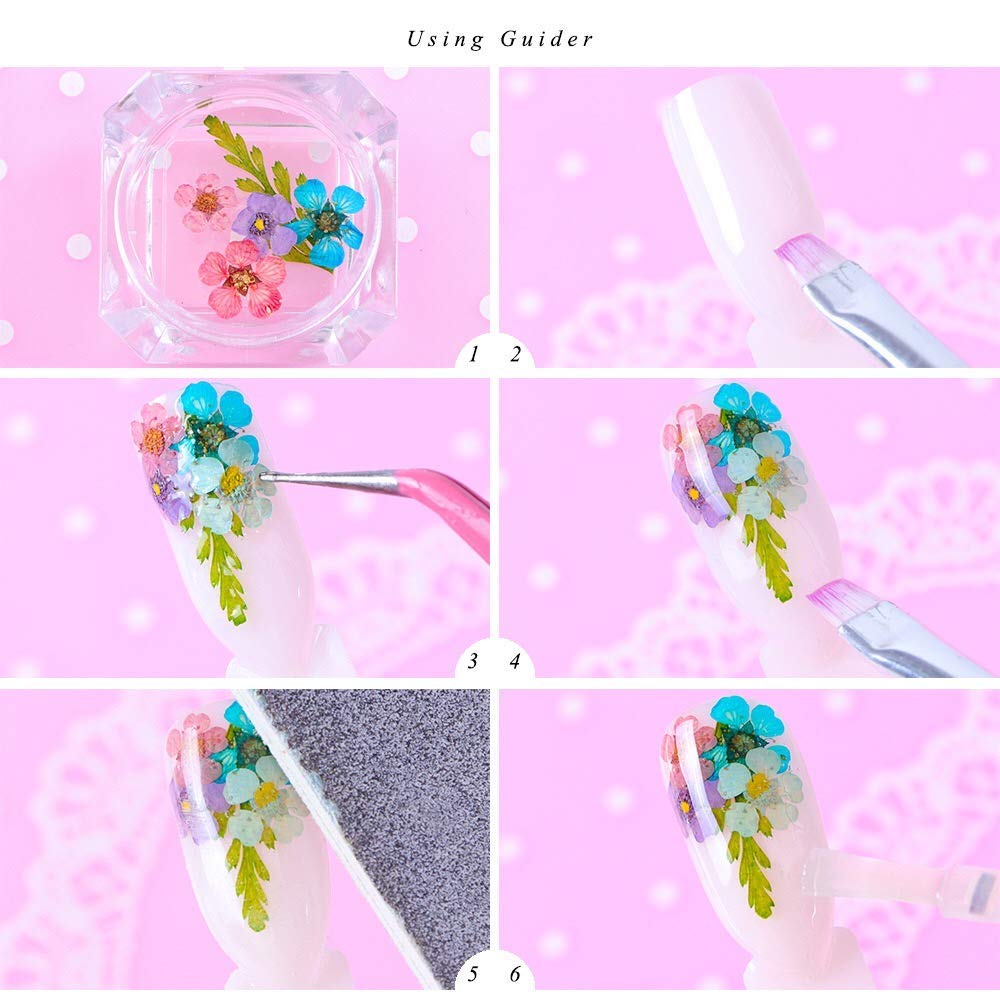 KISSBUTY 2 Boxes Dried Flowers for Nail Art – 24 Colors Mini Real Flowers (Gypsophila & Daffodil)