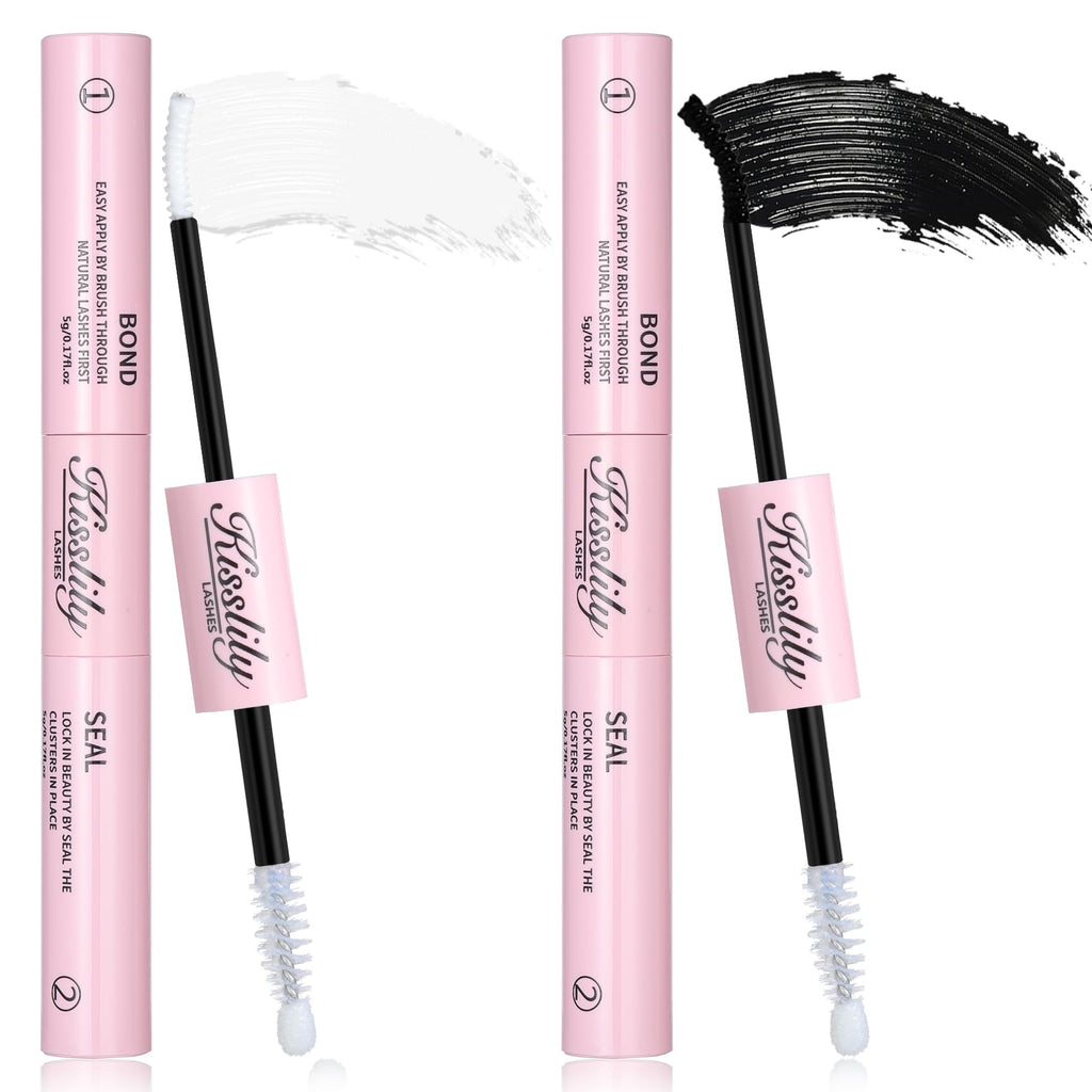 Kisslily Lash Cluster Glue – Waterproof 2-in-1 Bond & Seal Lash Adhesive (White & Black)