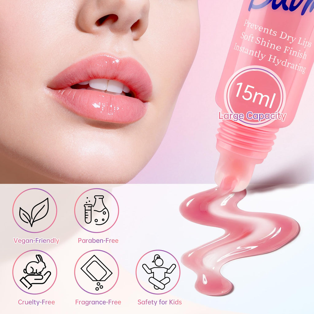 KIUORET Hydration Lip Gloss Set – 4 Pc Keychain with Cute Charms