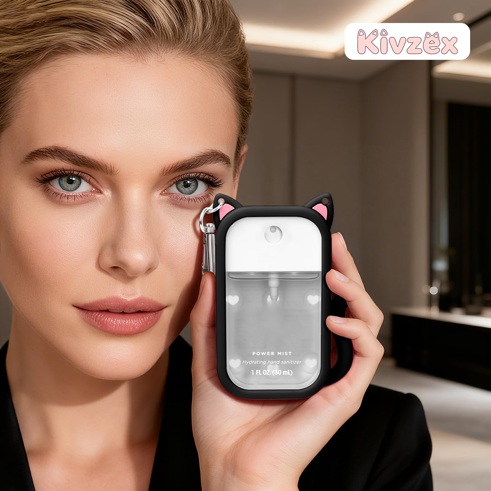 Kivzex Cat Silicone Case for Touchland 1oz Hand Sanitizer — Keychain & Charms