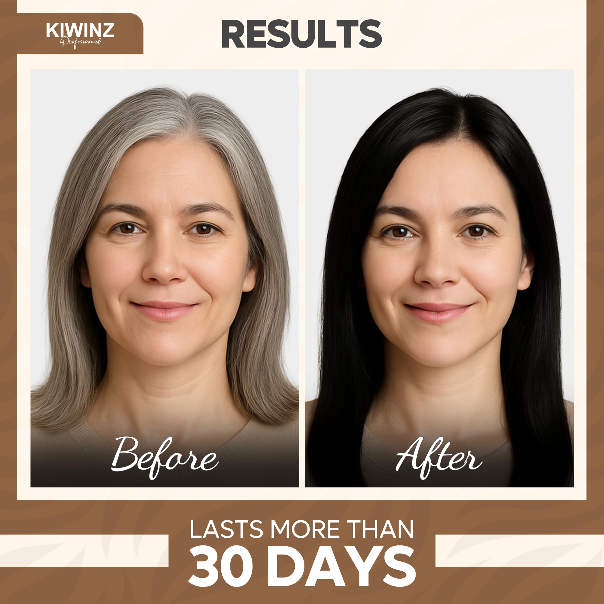 Kiwinz Professional Hair Color Shampoo – 5 in 1, Ammonia-Free, 500ml (Black)