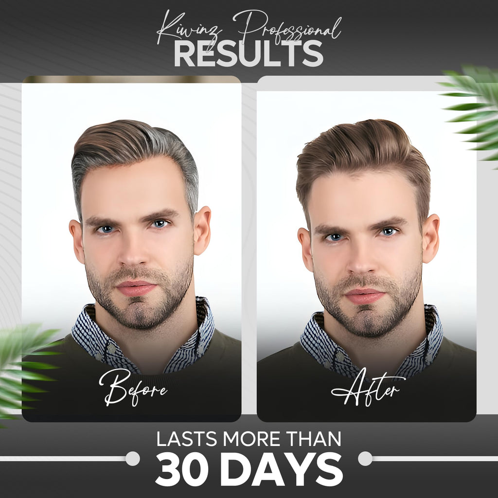Kiwinz Professional Light Brown Hair Color Shampoo for Men – 5 in 1, Ammonia Free, 500ml