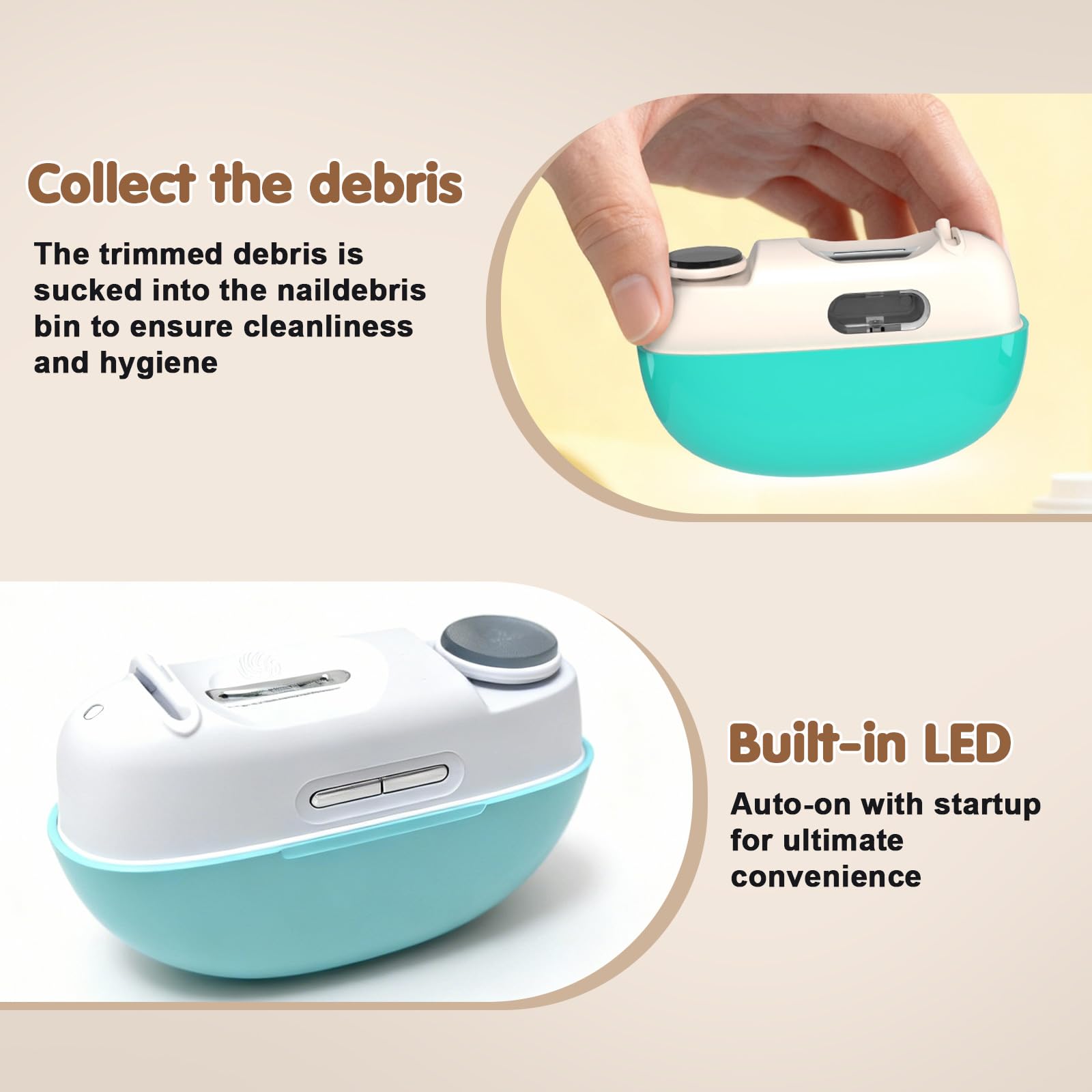 Kiwtreby Electric Nail Clipper – Adjustable Opening for All Ages (Green)