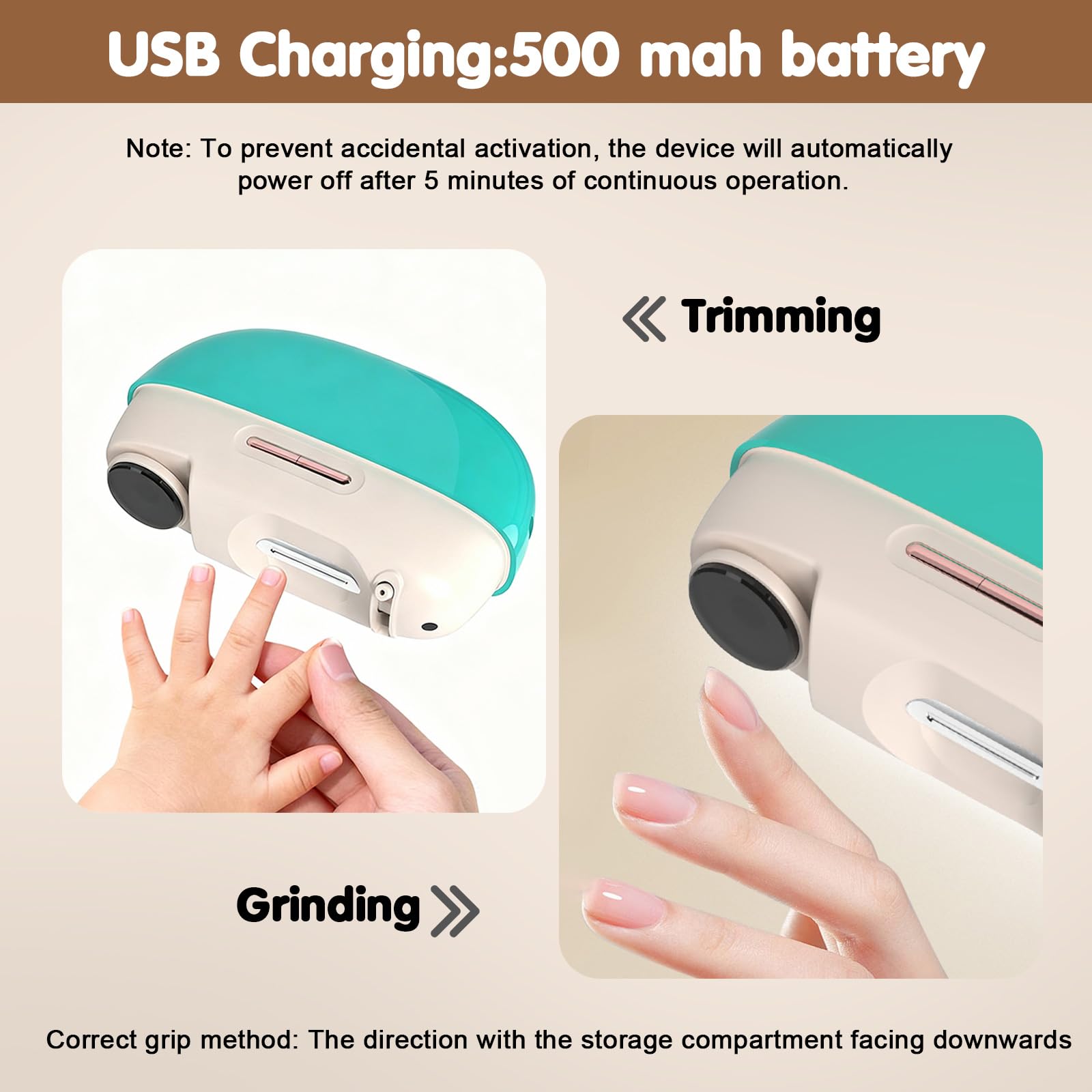 Kiwtreby Electric Nail Clipper – Adjustable Opening for All Ages (Green)