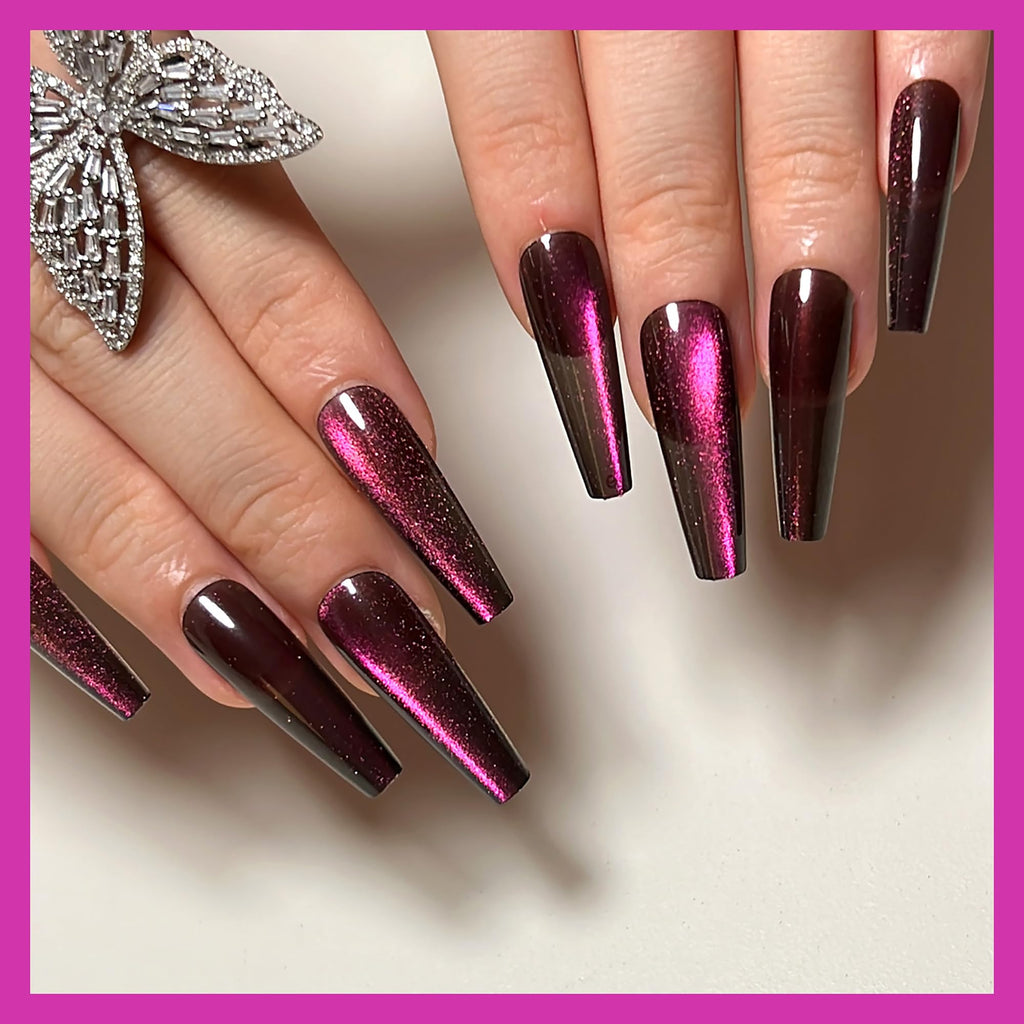 KKUUOO 4 Pack Long Coffin Gradient & Glitter Nails – 96pcs, 12 Sizes, 4 Styles | Full Cover Press-On Nails
