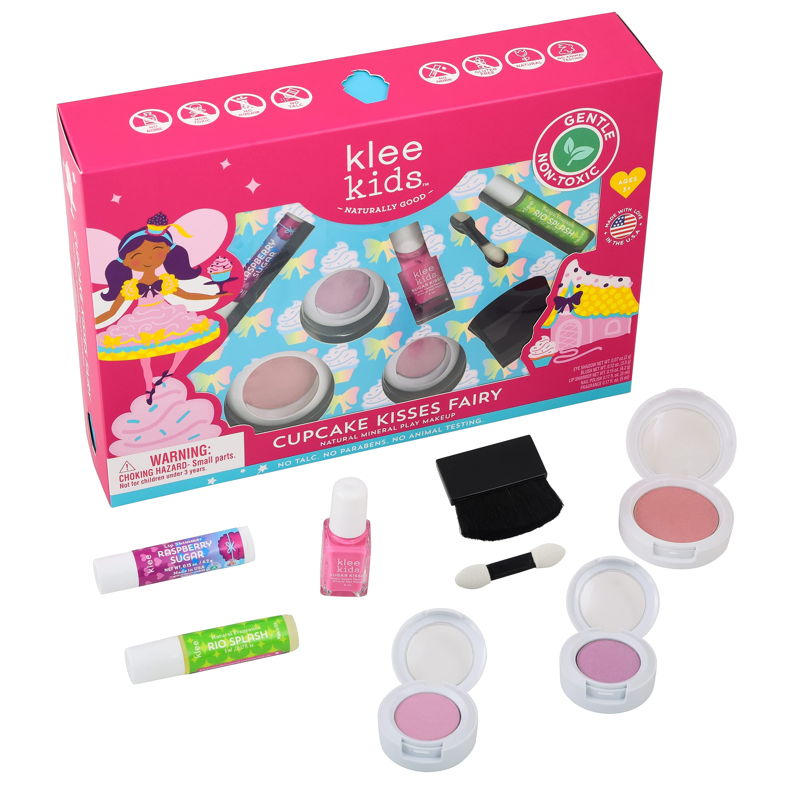 Klee Naturals Luna Star Deluxe Play Makeup Kit for Kids - Gentle Non-Toxic - Made in USA - Cupcake Kisses Fairy