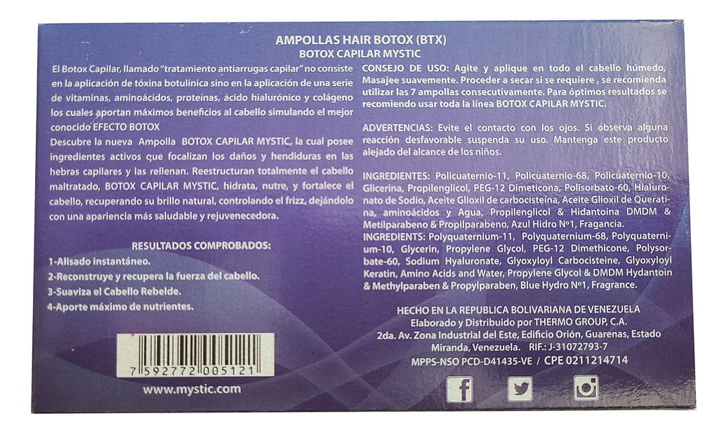Kleravitex Mystic Biotex Ampoule Anti-Frizz — Restores & Repairs Damaged Hair (Pack 7)