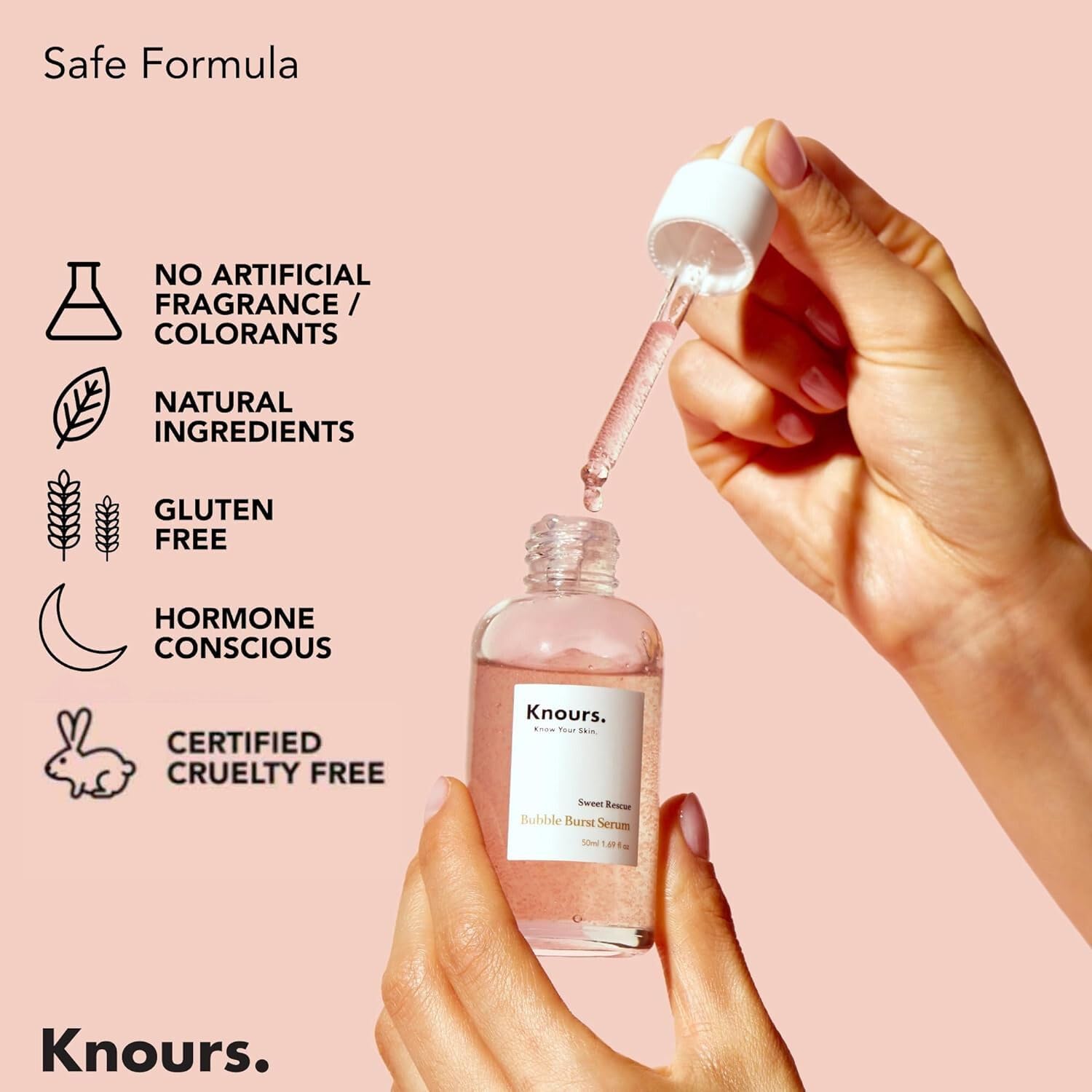 Knours Balancing 5xHA + Gromwell Root Bubble Burst Serum – Rose Water Niacinamide Hydration (50ml)