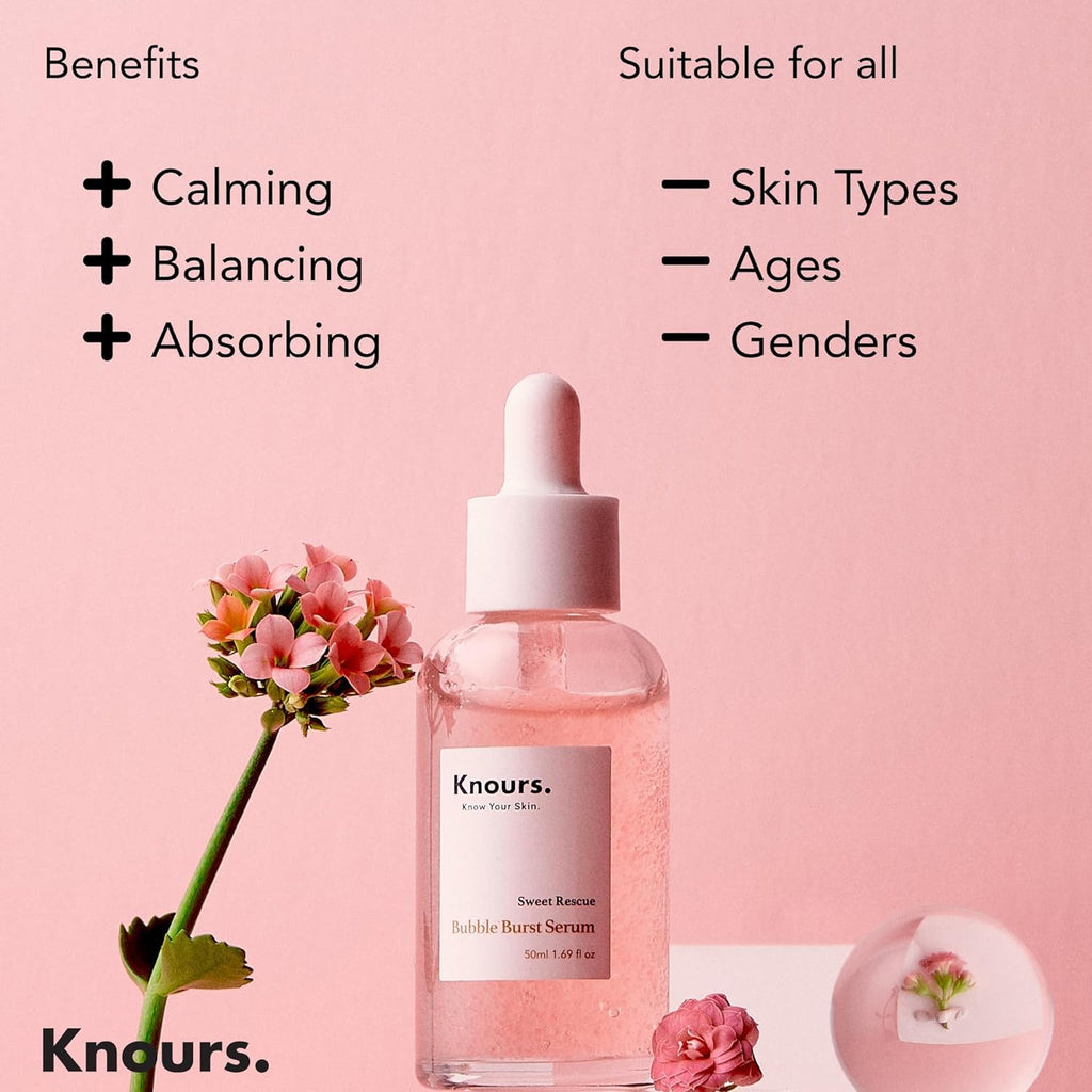 Knours Balancing 5xHA + Gromwell Root Bubble Burst Serum – Rose Water Niacinamide Hydration (50ml)