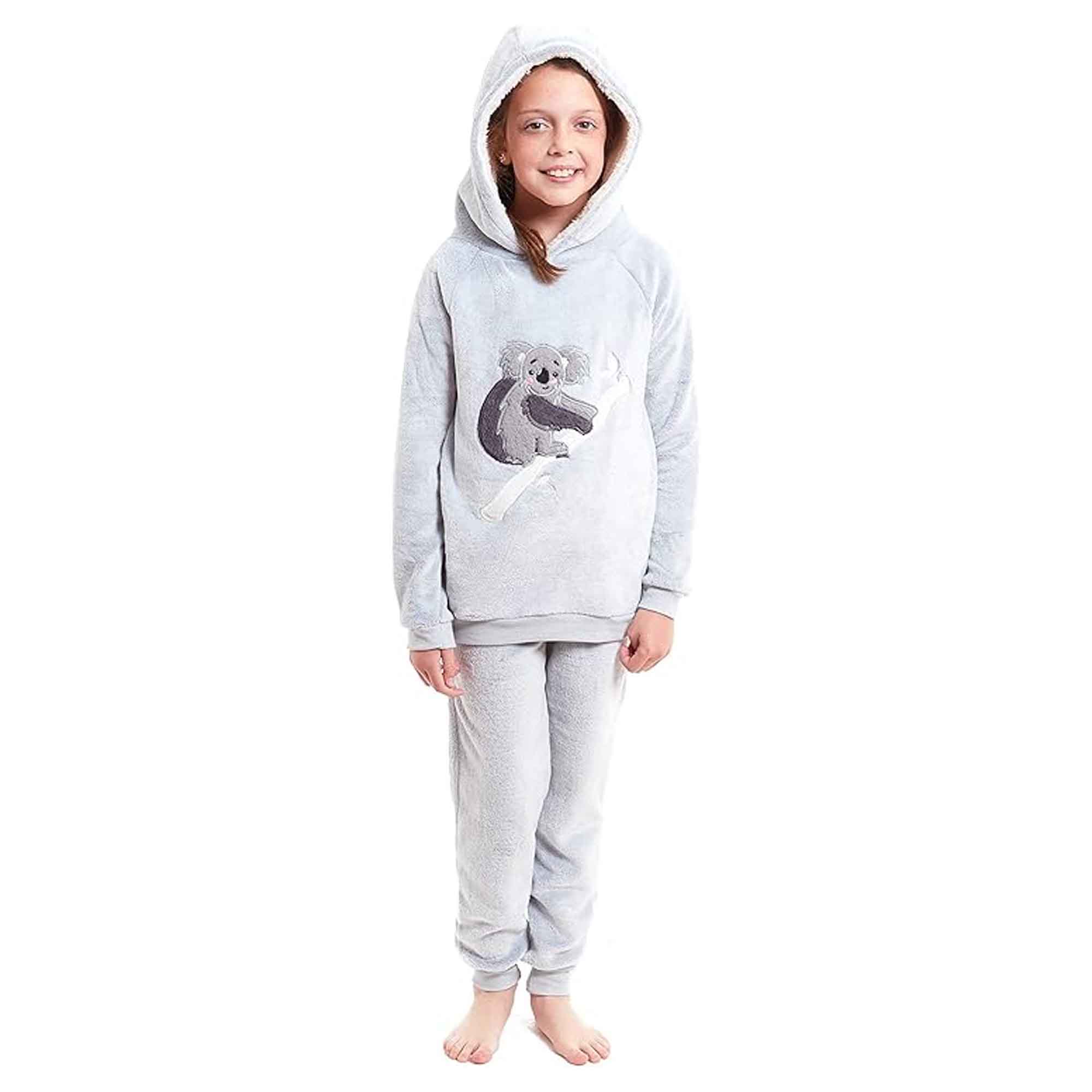 Daisy Dreamer Koala Bear Fleece Hooded Pyjama Set For Kids And Adults Cosy Winter