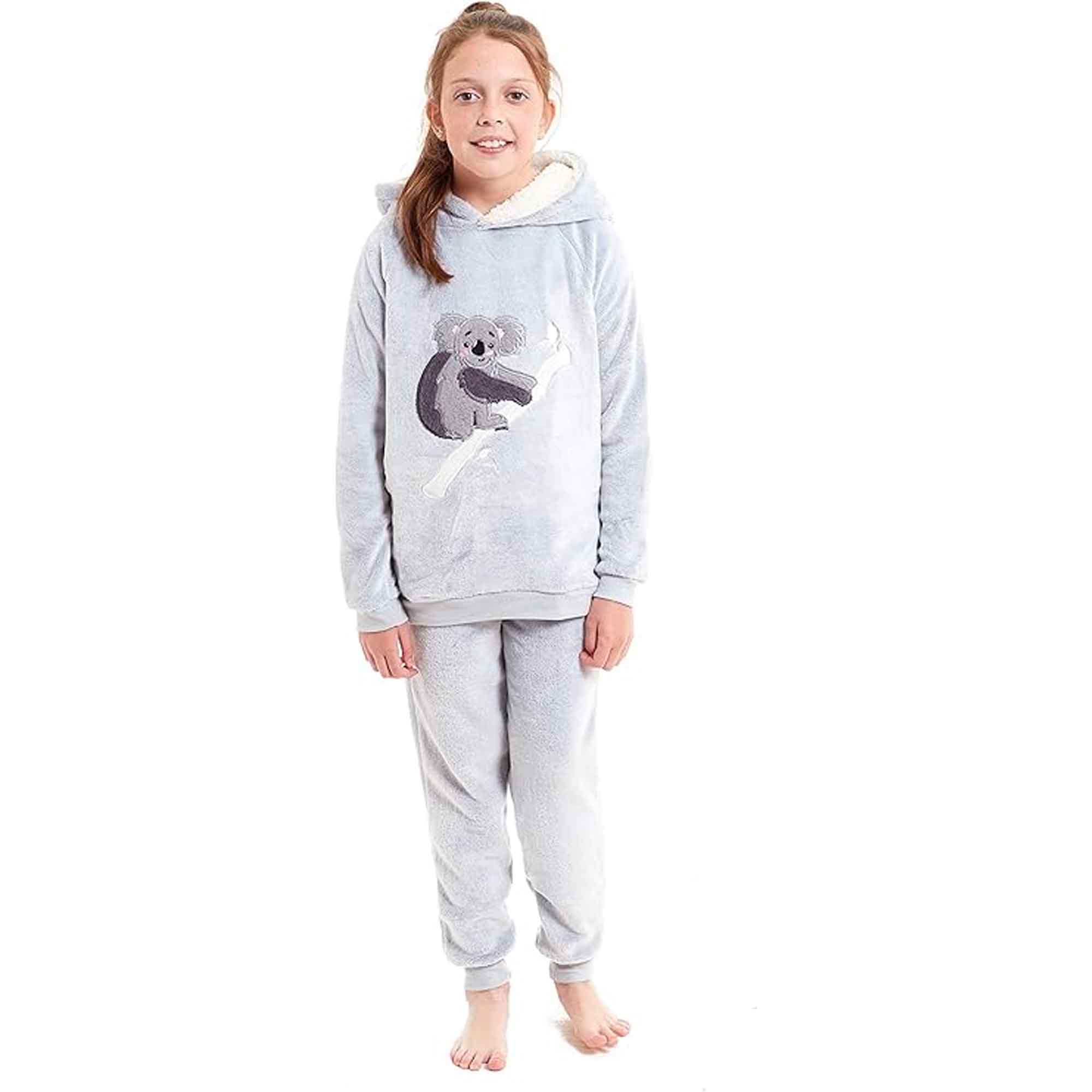 Daisy Dreamer Koala Bear Fleece Hooded Pyjama Set For Kids And Adults Cosy Winter