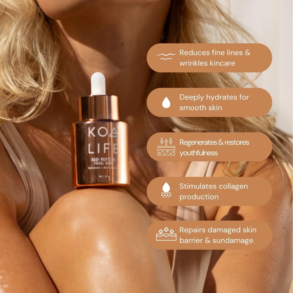 KOA LIFE NAD Peptide Facial Daily Anti-Aging Serum | Copper Bottle