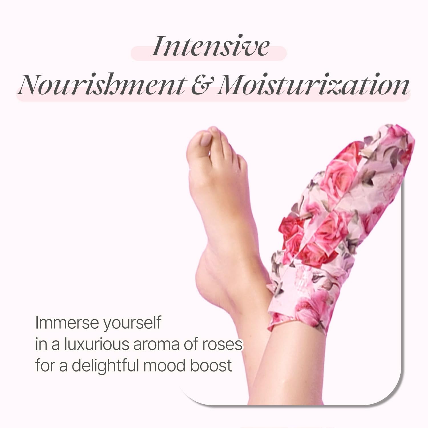 Koelf Rose Petal Satin Foot Mask – Intensive Nourishing Foot Mask Socks with Rose, Peptide & Shea Butter