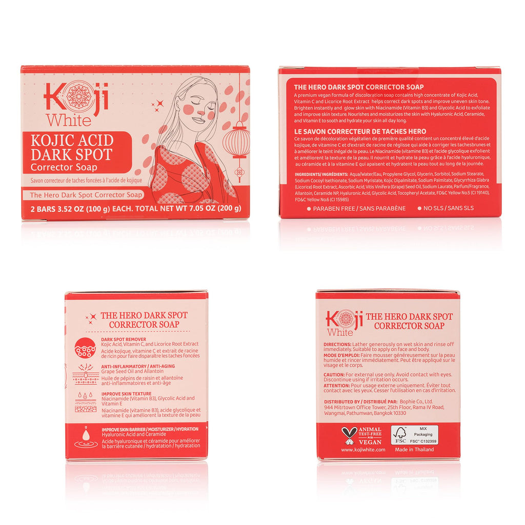 Koji White 4% Kojic Acid Dark Spot Corrector Soap – Vitamin C & Licorice Bar