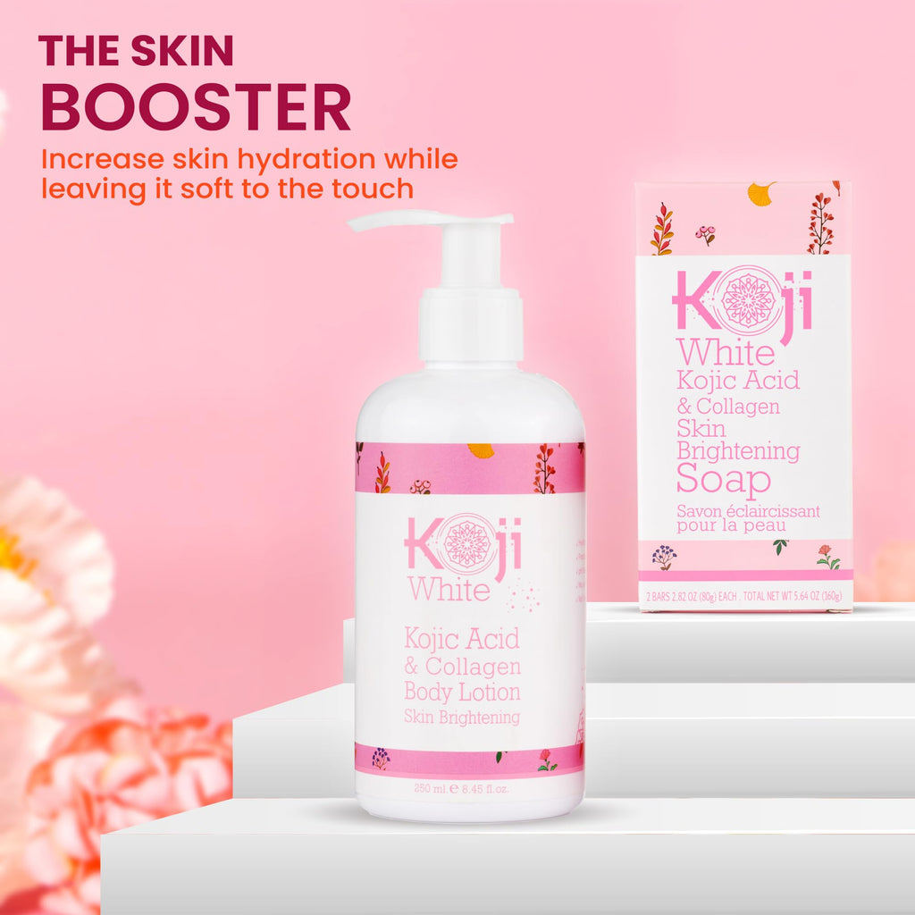 Koji White Kojic Acid & Collagen Body Lotion 2-Pack Gift Set – Even Skin Tone, Vegan