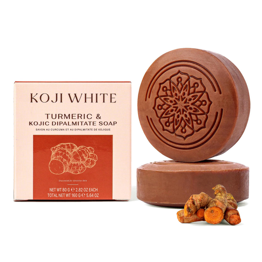 Koji White Turmeric Kojic Acid Soap - Fragrance-Free for Sensitive Skin (2 Bars)