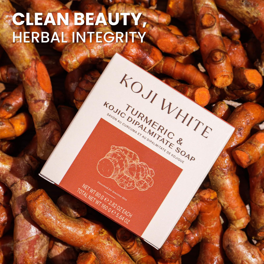 Koji White Turmeric Kojic Acid Soap - Fragrance-Free for Sensitive Skin (2 Bars)