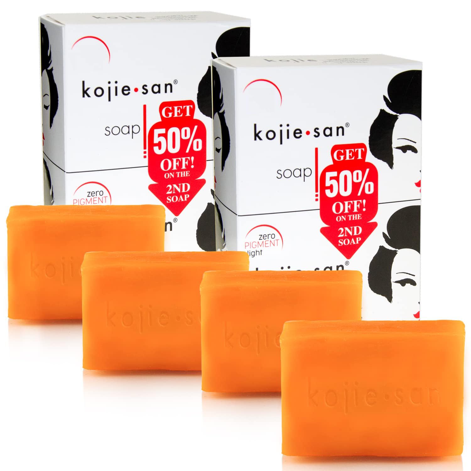 Kojie San Skin Brightening Soap - Original Kojic Acid Bar with Coconut & Tea Tree Oil (135g x 4 Bars)