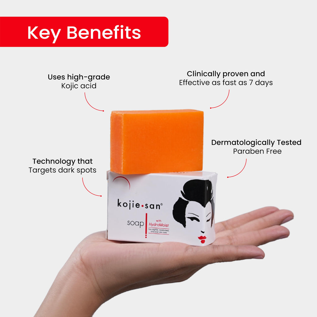 Kojie San Skin Brightening Soap – Kojic Acid Bars with Coconut & Tea Tree (135g x 3)