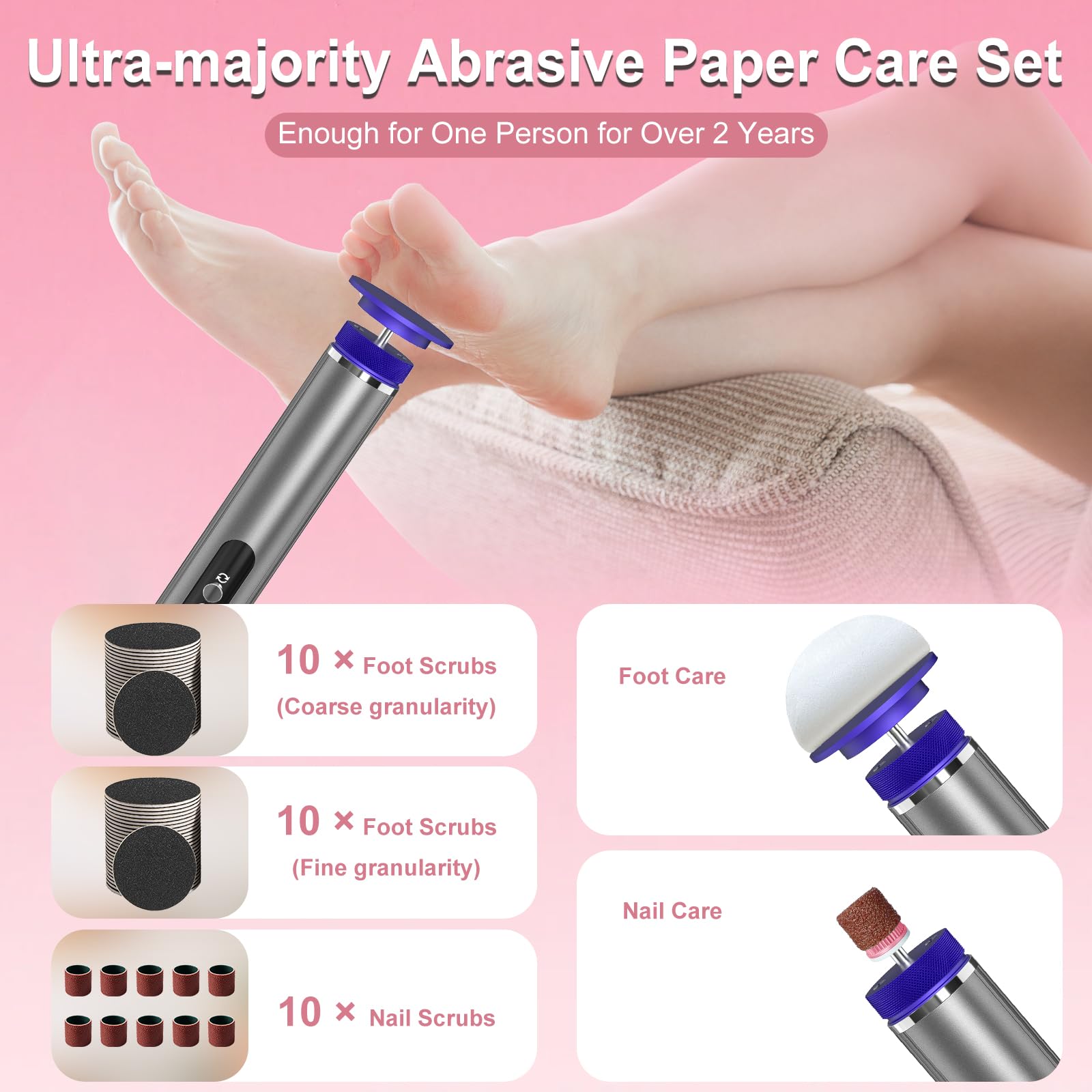 KOKABI Electric Foot Callus Remover & Nail File – 2-in-1 Pedicure Tool, 7 Speeds, USB-C Rechargeable