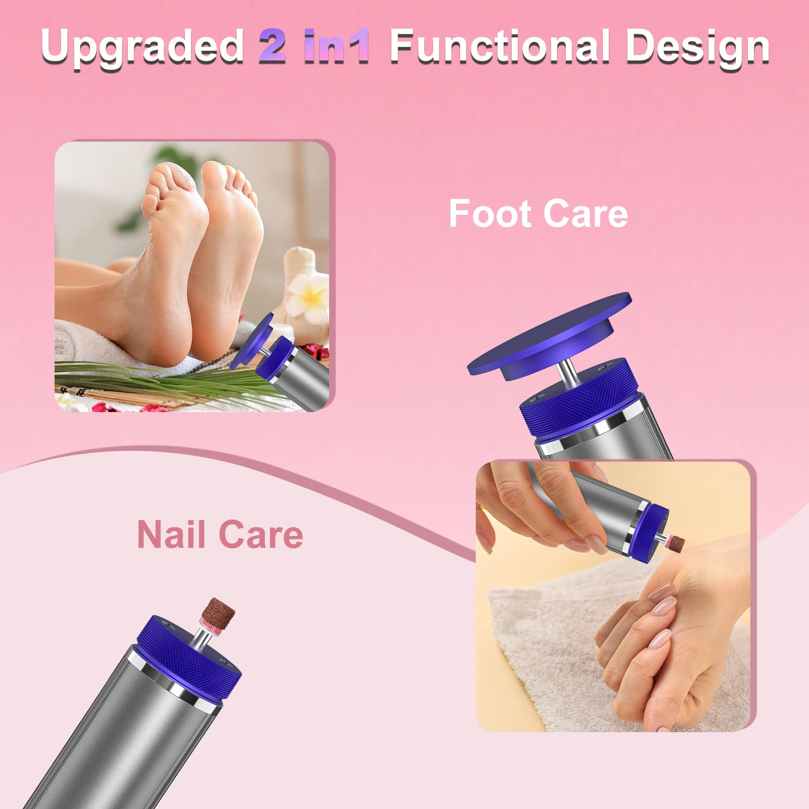 KOKABI Electric Foot Callus Remover & Nail File – 2-in-1 Pedicure Tool, 7 Speeds, USB-C Rechargeable