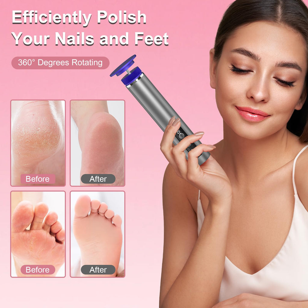 KOKABI Electric Foot Callus Remover & Nail File – 2-in-1 Pedicure Tool, 7 Speeds, USB-C Rechargeable