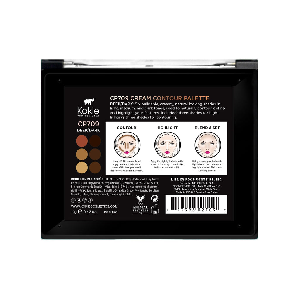 Kokie Cream Contour Kit Deep/Dark (0.42 oz) | Buildable Satin Finish