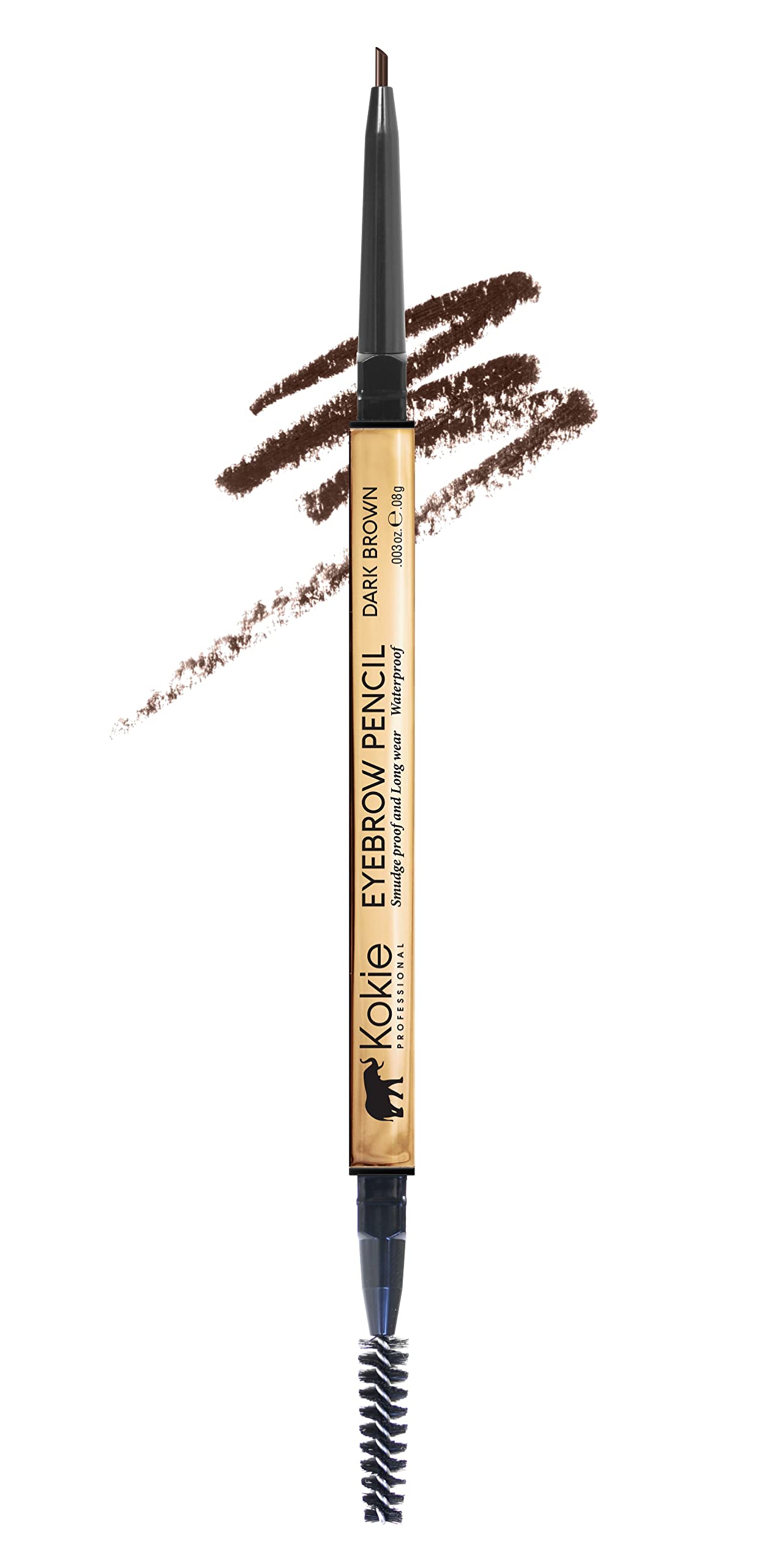 Kokie Micro-Fine Eyebrow Pencil Dark Brown GB264 | Retractable, Waterproof, Smudge-Proof