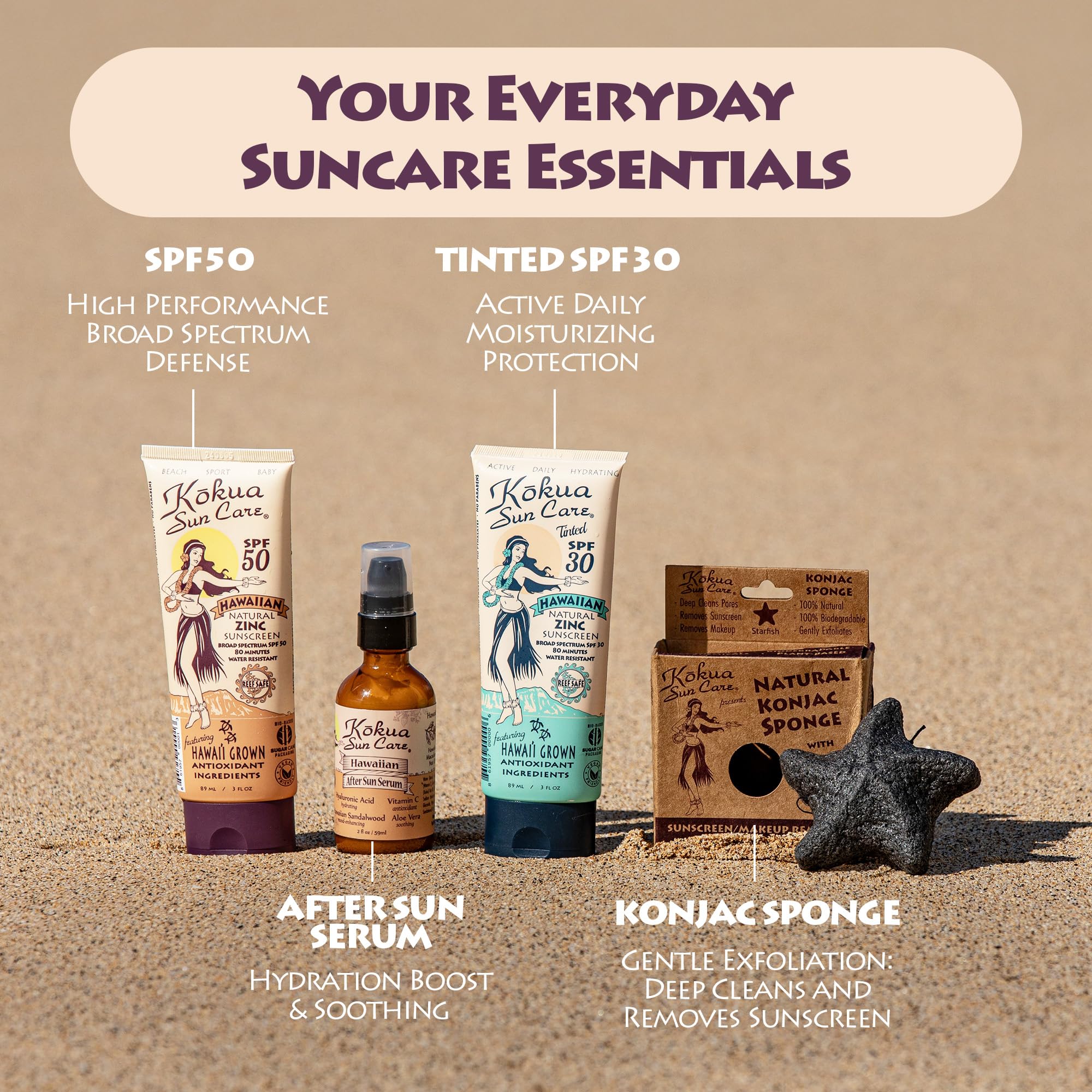 Kokua Sun Care After Sun Serum – Aloe Vera, Hyaluronic Acid & Vitamin C | 2oz Travel Size