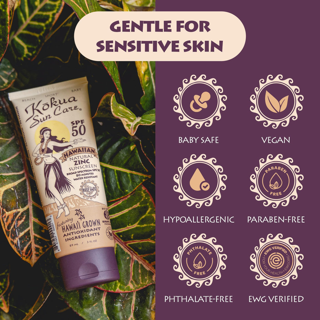 Kokua Sun Care Hawaiian Sunscreen SPF 50 | Mineral, Reef Safe, 3 oz
