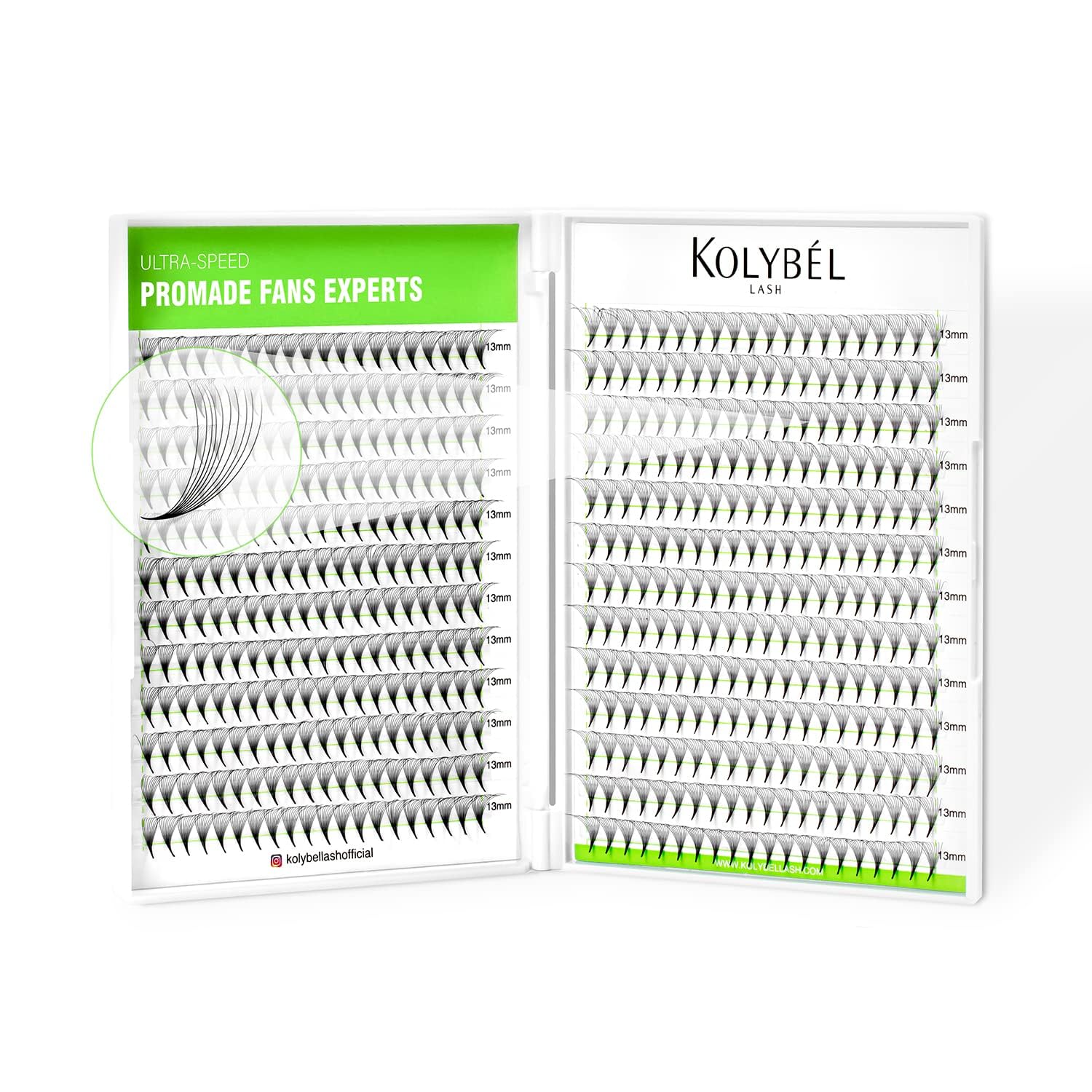 Kolybel 500 Premade Lash Fans – 10D, 0.03 C, 11mm for Quick Volume
