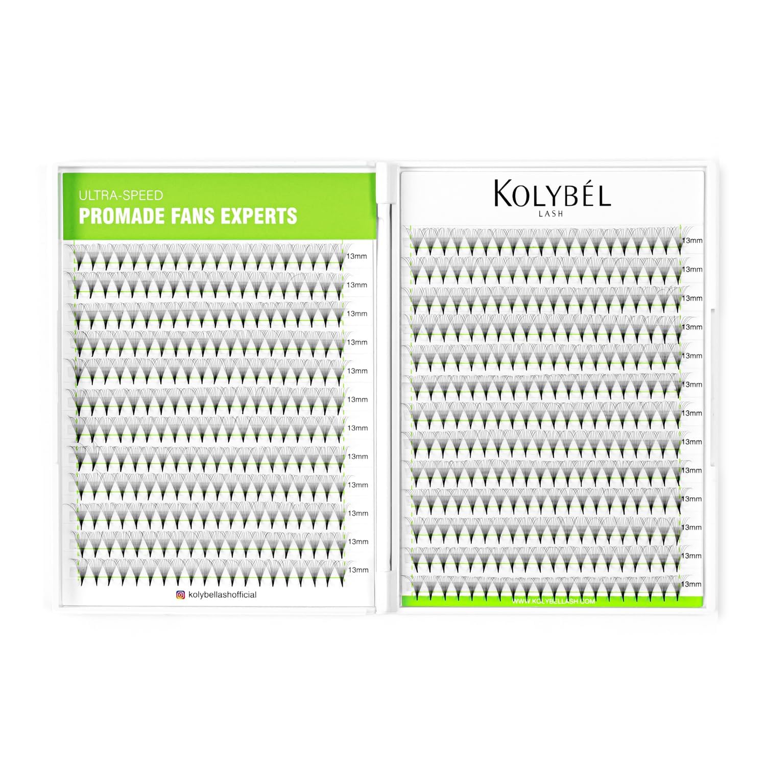 Kolybel 500 Premade Lash Fans – 12D, 0.03, C-Curl, 13mm