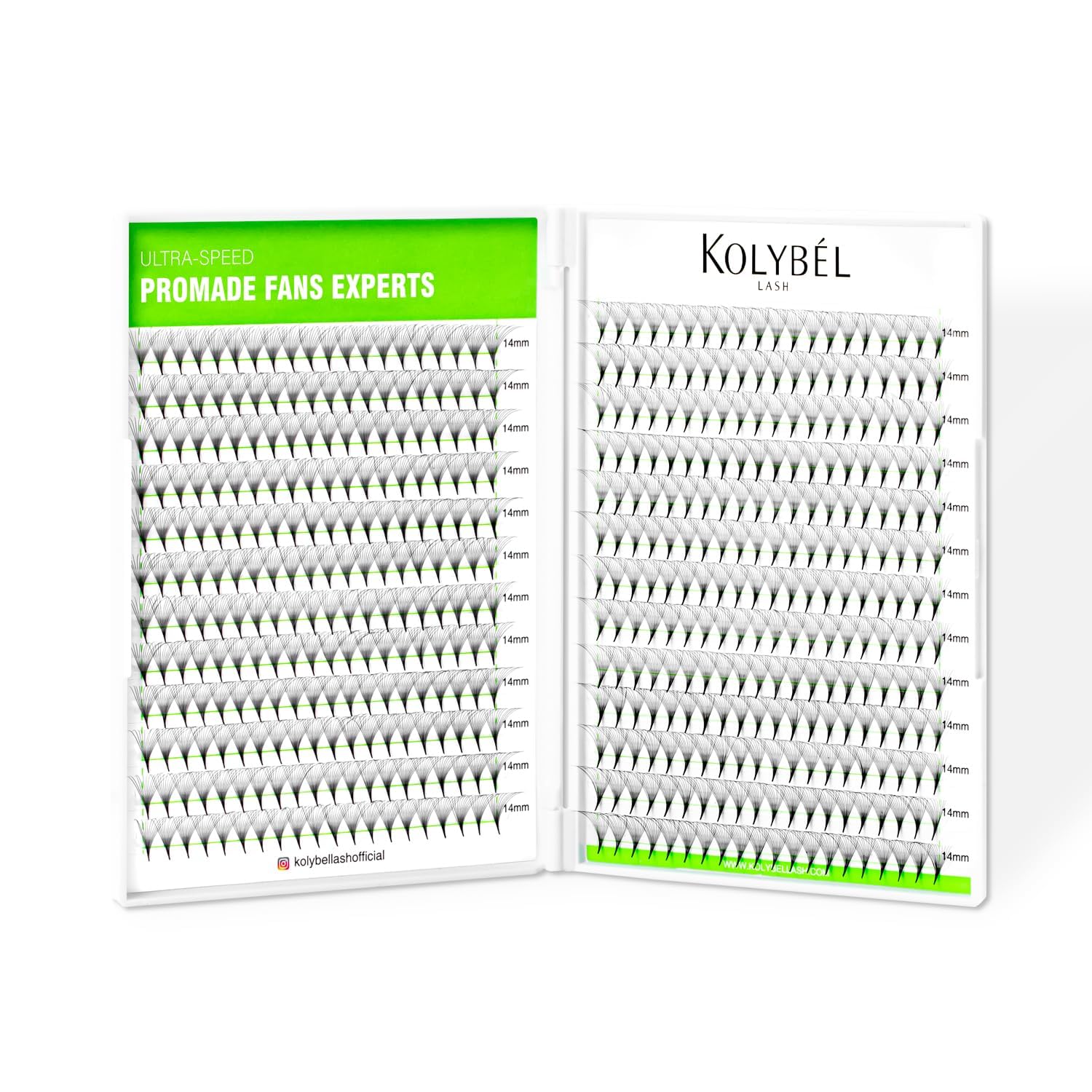 Kolybel 500 Premade Lash Fans – 16D, 0.05-D Curl, 9mm Promade Volume Extensions