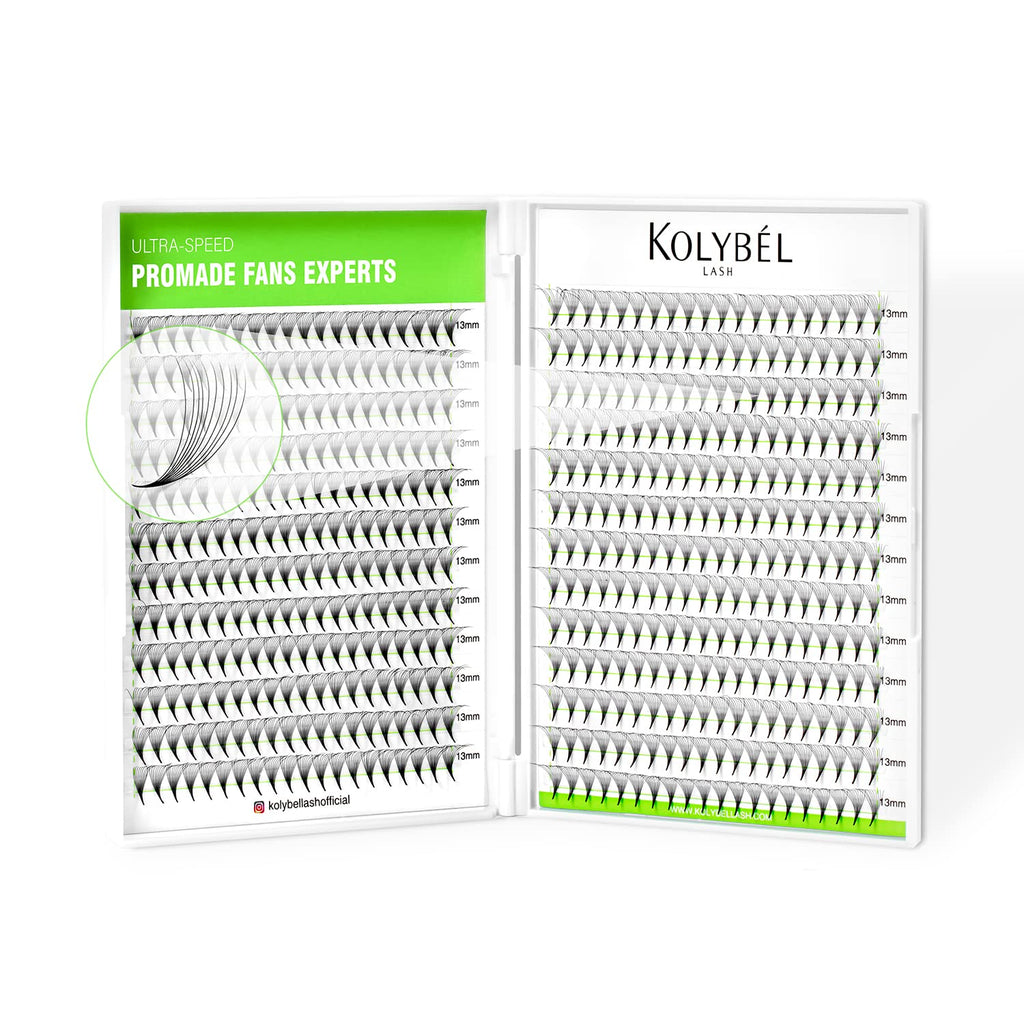 Kolybel 500 Premade Lash Fans 10D 0.07 C Curl 12mm | Quick Volume Lashes