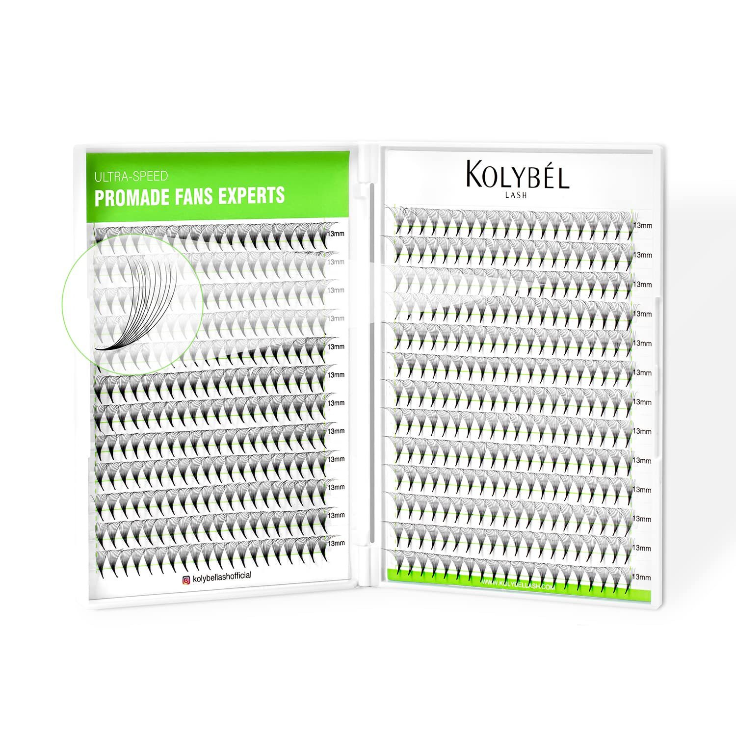 Kolybel 500 Premade Lash Fans – Mixed Length, C/D Curl, 0.05, 12mm